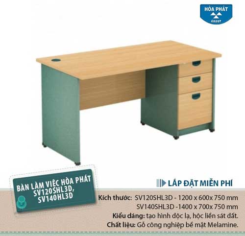 Bàn văn phòng Hòa Phát Sv140HL3D Bàn văn phòng Hòa Phát Sv140HL3D