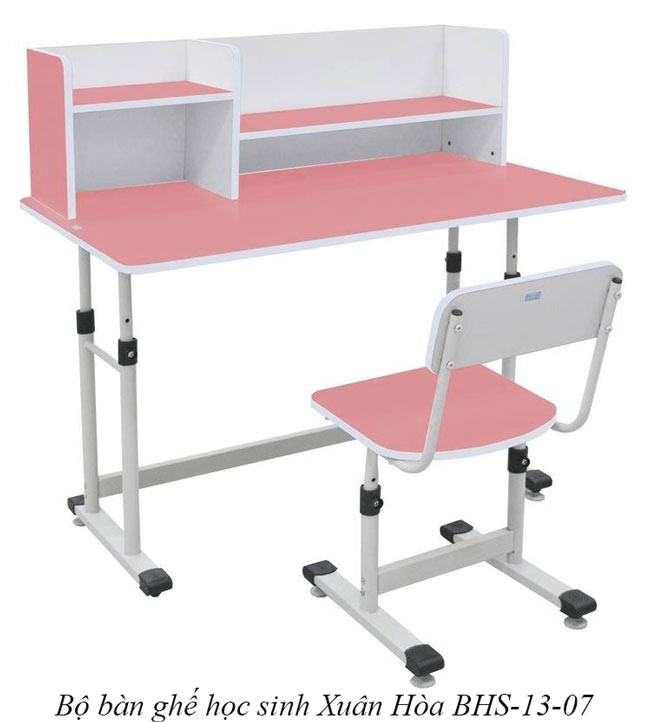 Bộ bàn ghế học sinh màu hồng BHS-13-07