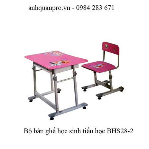 Bộ bàn ghế học sinh sơn PU BHS28-2 màu hồng