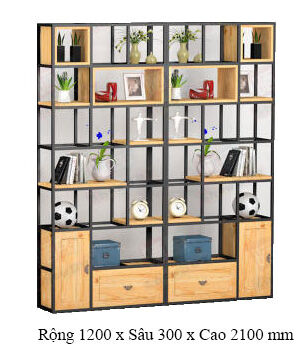 Kệ khung sắt có tủ KGC09 sang trọng và độc đáo ! 13 ke khung sat co tu kich thuoc 1800x2100 mm