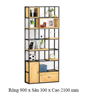 Kệ khung sắt có tủ KGC09 sang trọng và độc đáo ! 10 ke khung sat co tu kich thuoc 900x2100 mm