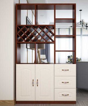Tủ gỗ trang trí 2 cánh mở và 3 ngăn kéo có kệ để rượu TGC16 -1