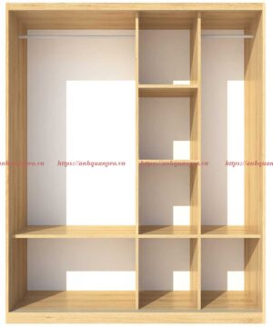 Tủ quần áo gỗ công nghiệp 2 cánh lùa TGCN15 21 Bên trong tủ có 3 khoang với 2 khoang treo và 1 khoang để đồ .