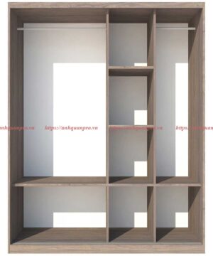 Tủ quần áo gỗ công nghiệp 2 cánh lùa TGCN15 15 Tủ áo TGCN15 màu kẻ tối - Bên trong