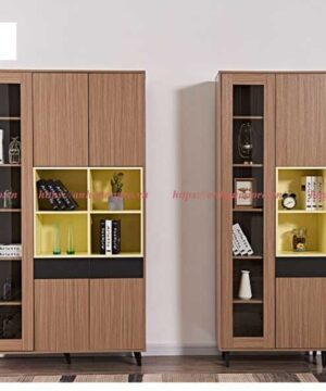 Tủ TGC19 sang trọng với cánh kính và khoang để đồ trang trí