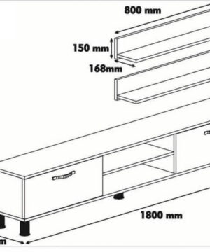 Kệ tivi 1,8 m KTV08 5 Kích thước kệ tivi KTV08