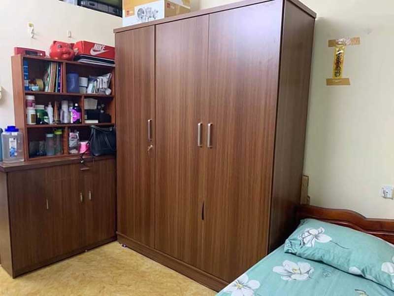 Tủ quần áo rộng 120 cm giá rẻ 3 cánh màu kẻ