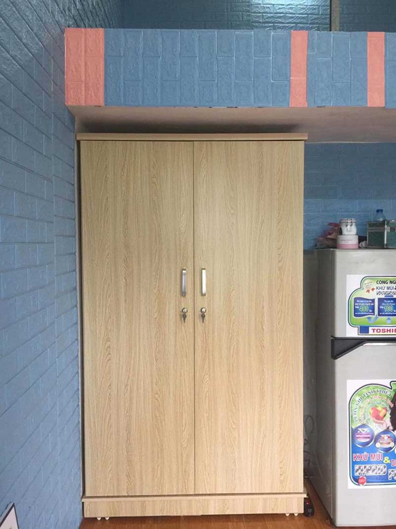 Tủ quần áo 2 cánh mở rộng 880mm giá rẻ màu vàng nhạt