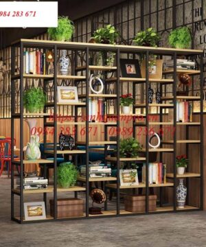 Kệ sắt ngăn phòng KGC37 trồng cây và sách báo trang trí .