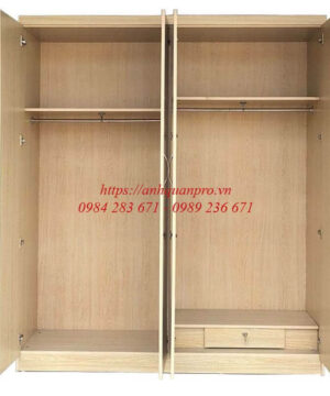 Tủ áo 4 cánh mở giá rẻ TGCN23 (160cm x 200cm x 50cm ) 5 Bên trong tủ áo TGCN23