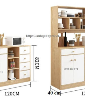Kệ tủ để lò vi sóng gỗ công nghiệp KVS18 5 Kích thước kệ tủ bếp để lò vi sóng KVS18
