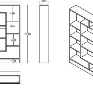 Kích thước kệ sách KSG01 theo tiêu chuẩn