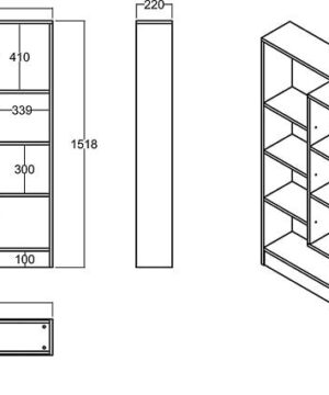 Kích thước kệ sách KSG01 theo tiêu chuẩn