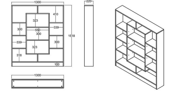 Kích thước kệ sách KSG01 theo tiêu chuẩn