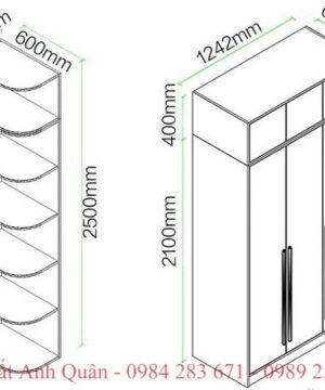 Kích thước tủ quần áo hiện đại TGCN27