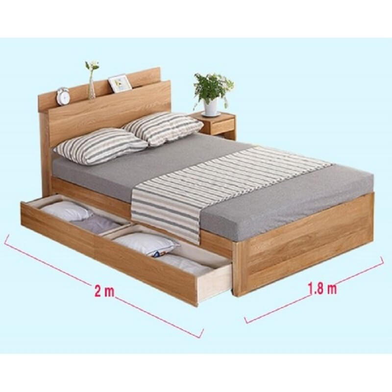 Giường ngủ 1,8m x 2,2m có ngăn kéo và hộc đầu giường G10 - NỘI ...
