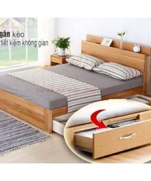 Giường ngủ gỗ công nghiệp có kệ đầu giường và 2 ngăn kéo G09