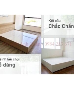 Giường ngủ gỗ công nghiệp có kệ đầu giường 1m4x2m2 G08 6 Giường ngủ có kệ đầu giường rộng 1m4 x 2m2 G08