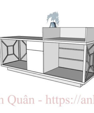 Bàn quầy lễ tân BQLT02 10 Mặt sau bàn lễ tân BQLT02