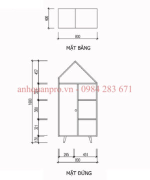 Kệ gỗ để sách và đồ chơi cho bé KSG15 5 Kích thước kệ gỗ KSG15