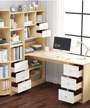 Bàn học sinh góc có giá sách BGK03