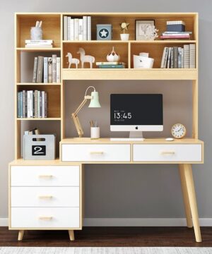 Bàn học hiện đại liền giá sách BGC61