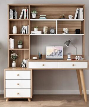 Bàn học hiện đại liền giá sách BGC61
