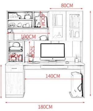 Bàn học gỗ công nghiệp tại nhà BGC59 3 Kích thước Bàn học sinh có giá sách BGC59