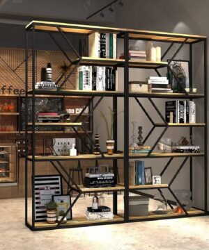 Kệ trang trí khung sắt mặt gỗ KGC60