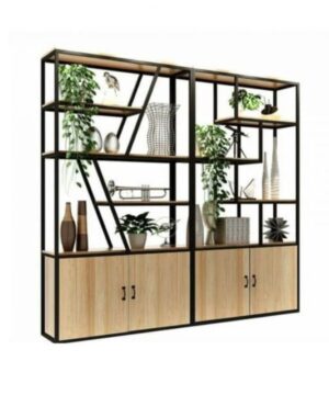 Kệ khung sắt mặt gỗ có tủ KGC61