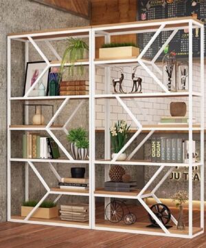 Kệ trang trí khung sắt mặt gỗ KGC60