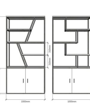 Kích thước chi tiết bộ tủ kệ KGC61