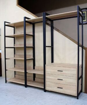 Bộ 3 kệ giá treo quần áo khung sắt mặt gỗ công nghiệp GA14