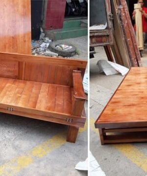 Giường gỗ gấp thành ghế GB03 - GỖ XOAN SƠN PU
