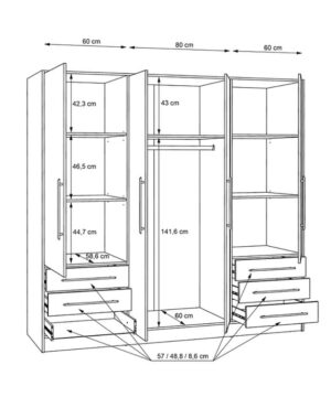 Kích thước tủ quần áo TGCN48