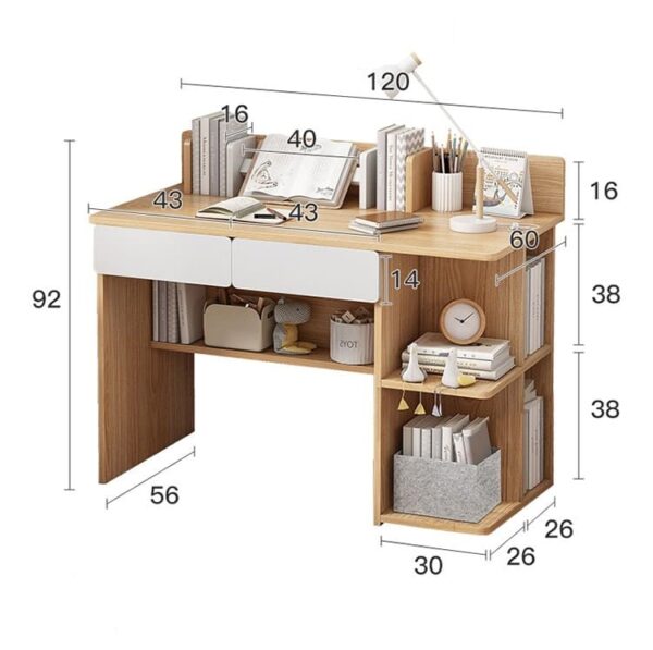 Kích thước chi tiết bàn học BHS14