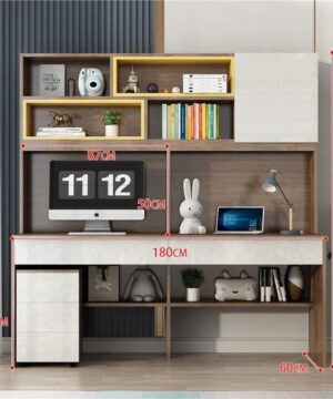 Bàn học đôi có giá sách BHS22