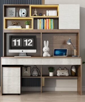 Bàn học đôi có giá sách BHS22