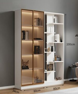 Tủ sách kết hợp kệ trang trí KSG25-1 sang trọng cho không gian của bạn. 7 Kích thước tủ sách kết hợp kệ trang trí KSG25