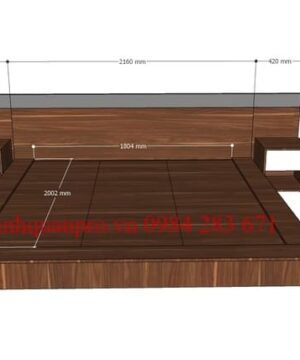 Kích thươc chi tiết của giường theo đệm 180x200 cm
