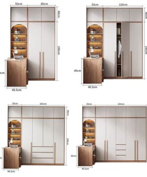 Tủ quần áo cao cấp liền bàn học TQA13