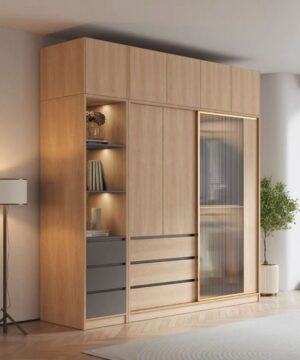 Tủ quần áo hiện đại TQA15 sử dụng cánh lùa bằng nhôm kính cường lực