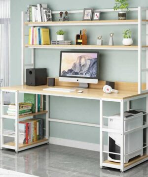 Bàn học khung sắt có giá sách BGC66
