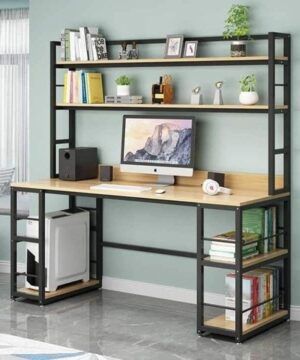 Bàn học khung sắt có giá sách BGC66