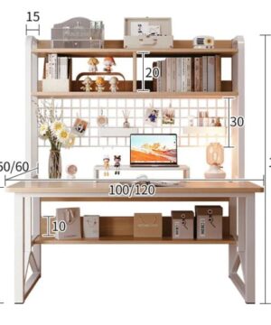 Bàn học khung sắt có giá sách BGC67