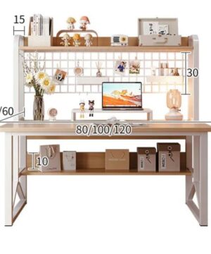Bàn học khung sắt có giá sách BGC67