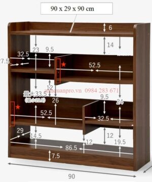 Kích thước kệ sách gỗ KSS42