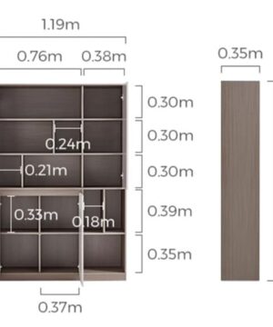 Kích thước Tủ gỗ trang trí để sách KSG49