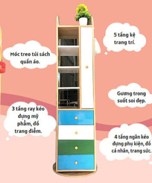 GƯƠNG XOAY Đa Năng 360 Độ Cao Cấp Có Ngăn Kéo GX01
