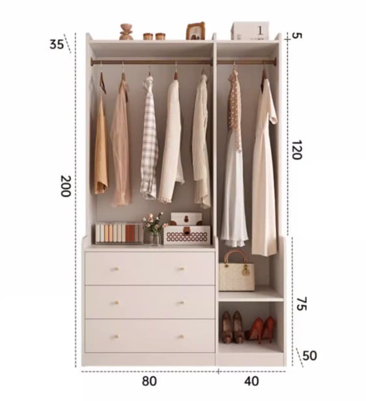 Tủ quần áo không cánh hiện đại TQA32 22 Tủ quần áo không cánh hiện đại TQA32